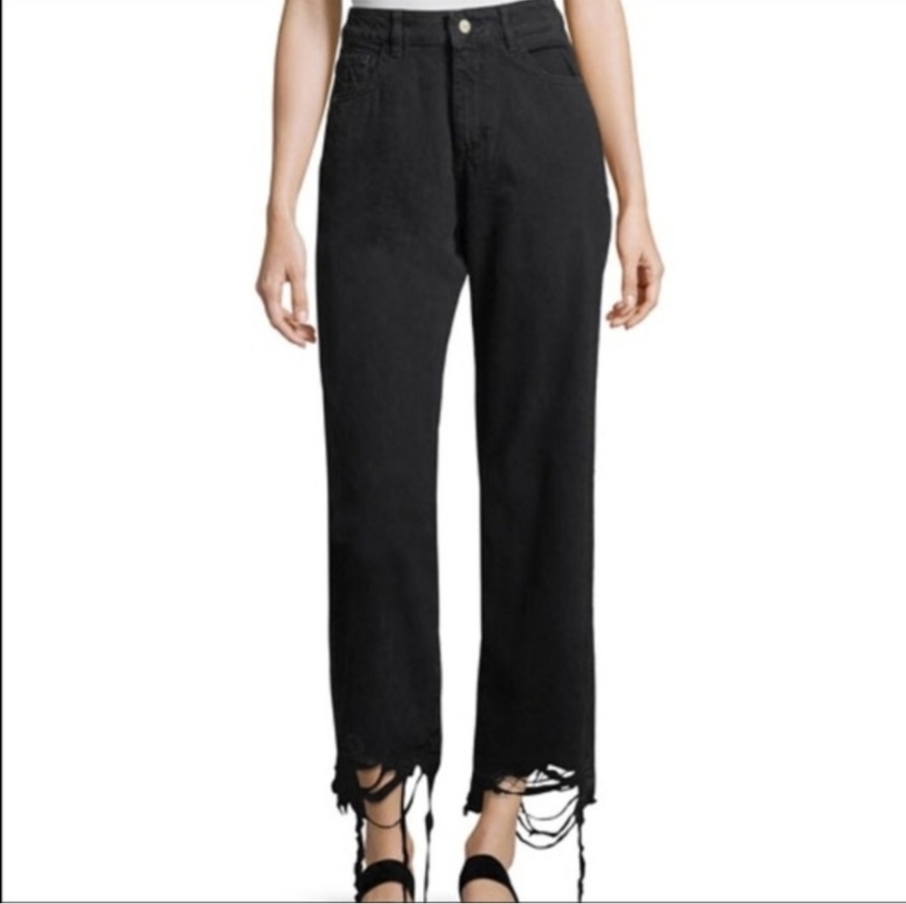 DL1961 Hepburn Wide Leg Distressed Jeans Black Size 25